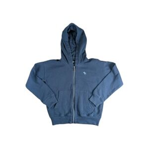 Abercrombie Kids Zip Up Hoodie Navy Blue Relaxed Fit Fleece Full Zip Size 7/8